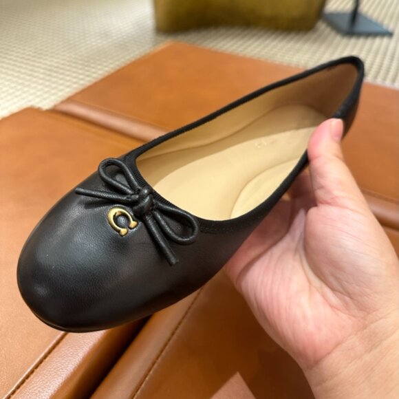 NIB! Coach CS066 Abigail Leather Flat Ballet Women's Shoes In Black SZ 5.5 to7.5 - Picture 7 of 9